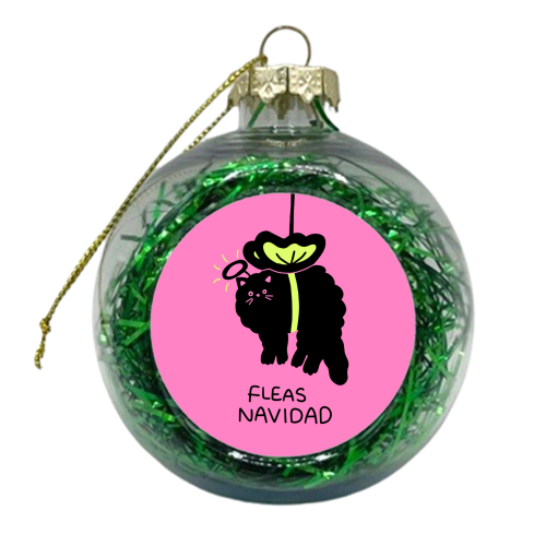 Fleas Navidad Christmas Cat - xmas bauble by Lucy Elliott