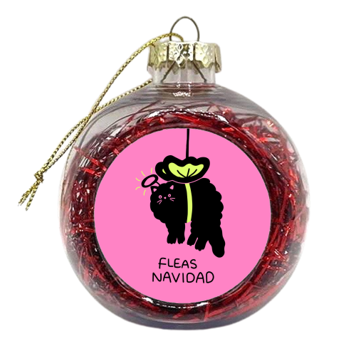 Fleas Navidad Christmas Cat - xmas bauble by Lucy Elliott