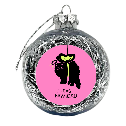Fleas Navidad Christmas Cat - xmas bauble by Lucy Elliott