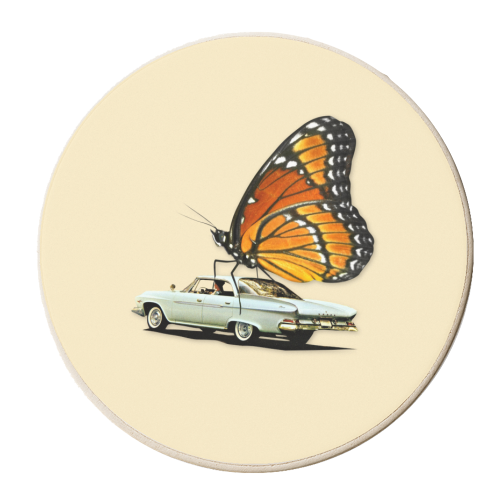 Flight Mode Butterly Collage - personalised beer coaster by OhMC! Designs