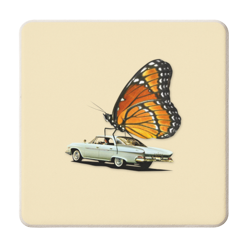 Flight Mode Butterly Collage - personalised beer coaster by OhMC! Designs