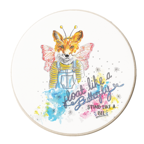 Float like a Butterfly... - personalised beer coaster by Maya Mistry