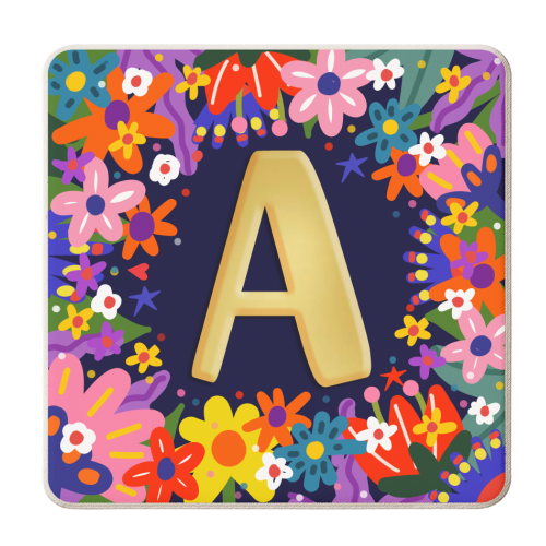 FLORAL A - personalised beer coaster by Nichola Cowdery