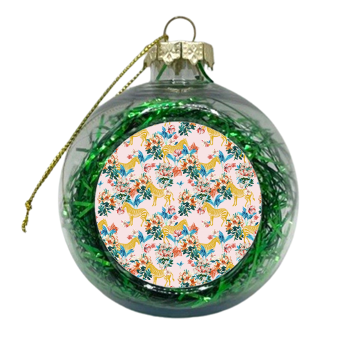 Floral and Zebras - xmas bauble by Uma Prabhakar Gokhale