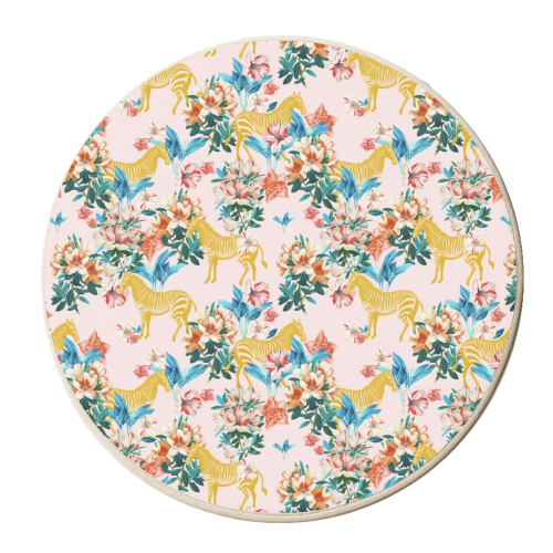 Floral and Zebras - personalised beer coaster by Uma Prabhakar Gokhale