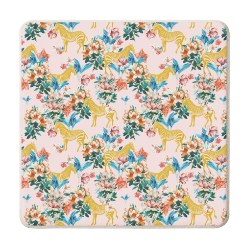 Floral and Zebras - personalised beer coaster by Uma Prabhakar Gokhale