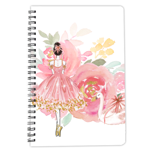 Floral Ballerina with swan - personalised A4, A5, A6 notebook by haris kavalla