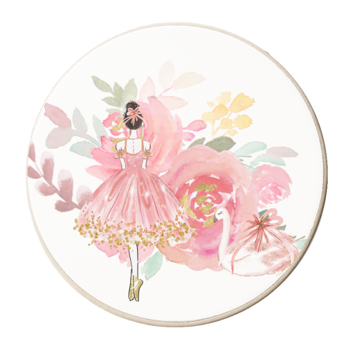 Floral Ballerina with swan - personalised beer coaster by haris kavalla