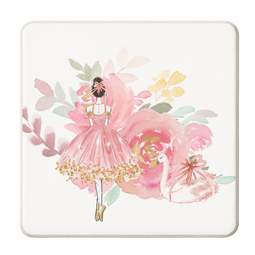 Floral Ballerina with swan - personalised beer coaster by haris kavalla
