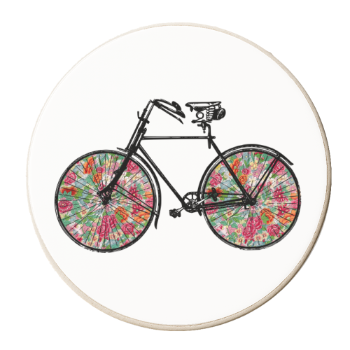 Floral Bike - personalised beer coaster by The 13 Prints