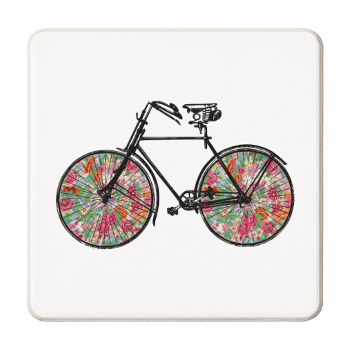 Floral Bike - personalised beer coaster by The 13 Prints