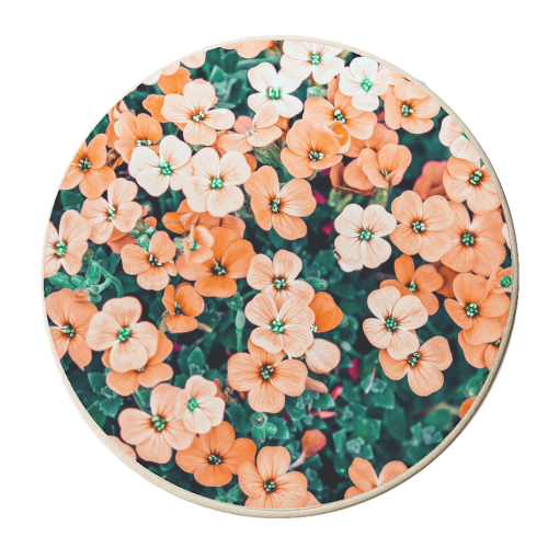 Floral Bliss, Nature Photography Garden Meadow, Blush Orange Coral Summer Flowers Botanical - personalised beer coaster by Uma Prabhakar Gokhale