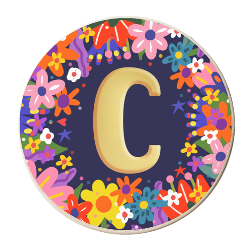 FLORAL   C - personalised beer coaster by Nichola Cowdery