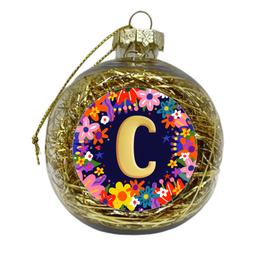 FLORAL   C - xmas bauble by Nichola Cowdery