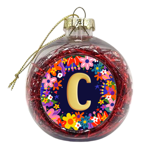 FLORAL   C - xmas bauble by Nichola Cowdery