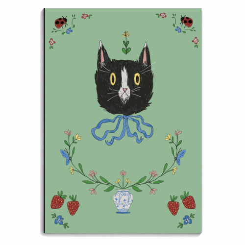Floral Cat- Black and White - personalised A4, A5, A6 notebook by charlotte blunden