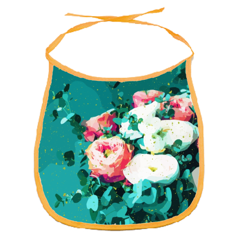 Floral & Confetti - funny baby bib by Uma Prabhakar Gokhale