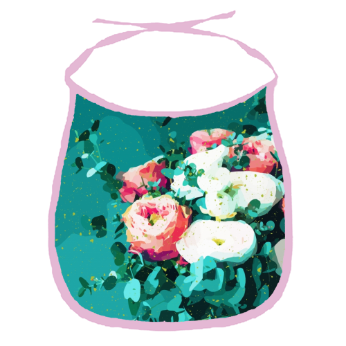 Floral & Confetti - funny baby bib by Uma Prabhakar Gokhale