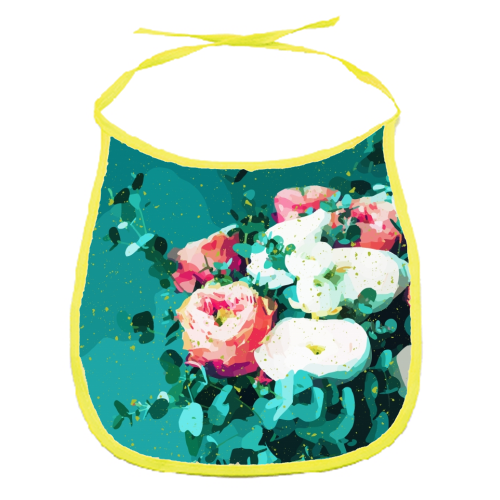 Floral & Confetti - funny baby bib by Uma Prabhakar Gokhale
