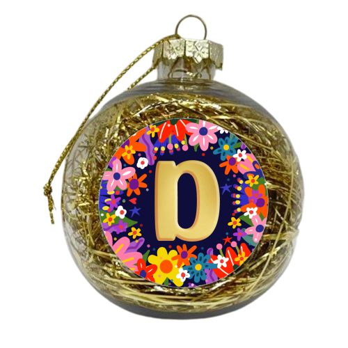 FLORAL     D - xmas bauble by Nichola Cowdery