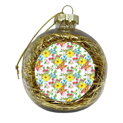 Floral Delights - xmas bauble by Dawn Welch