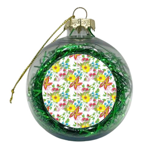 Floral Delights - xmas bauble by Dawn Welch