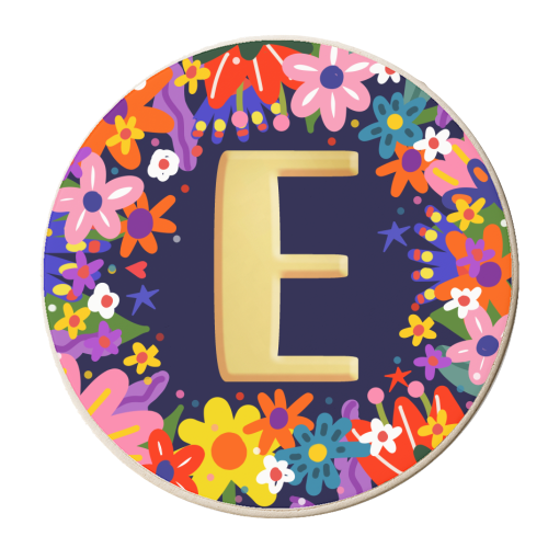 FLORAL  E Deisgn - personalised beer coaster by Nichola Cowdery