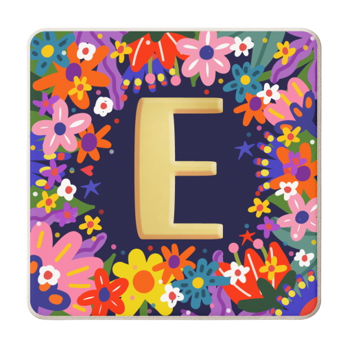 FLORAL  E Deisgn - personalised beer coaster by Nichola Cowdery