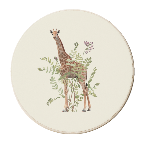Floral giraffe - personalised beer coaster by Frida Floral Studio