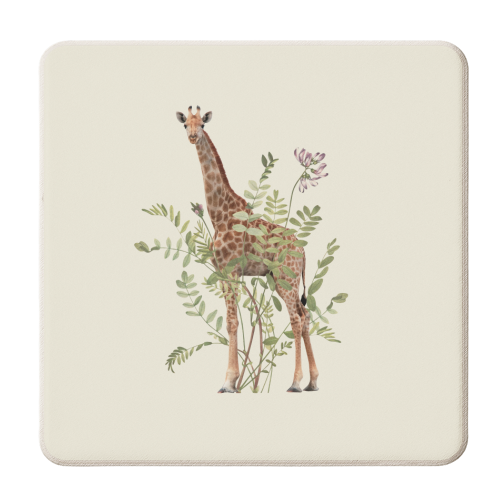 Floral giraffe - personalised beer coaster by Frida Floral Studio