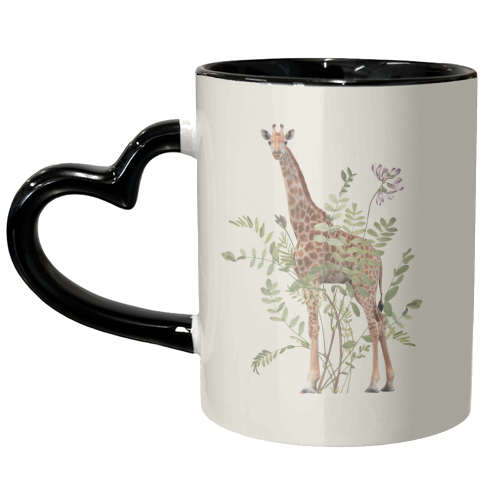 Floral giraffe - unique mug by Frida Floral Studio