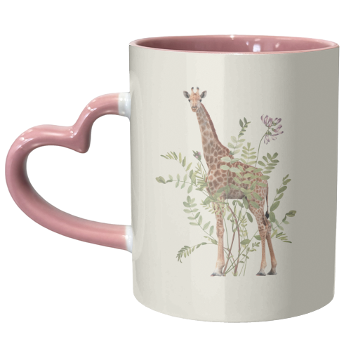 Floral giraffe - unique mug by Frida Floral Studio