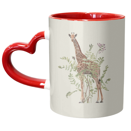 Floral giraffe - unique mug by Frida Floral Studio