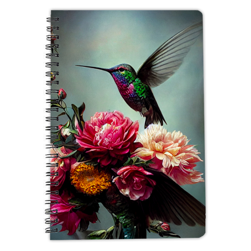 Floral Hummingbird - personalised A4, A5, A6 notebook by haris kavalla