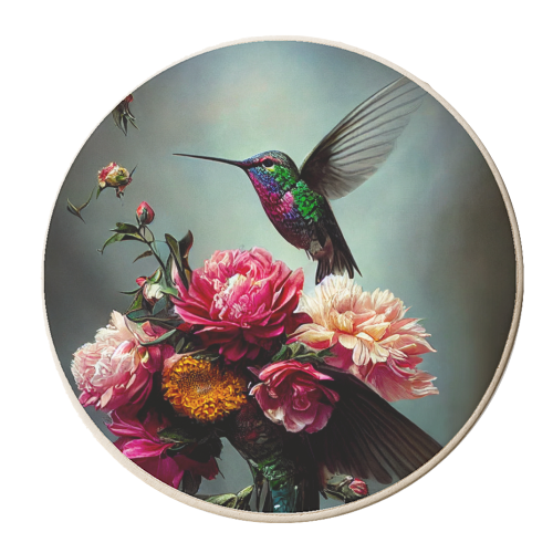 Floral Hummingbird - personalised beer coaster by haris kavalla
