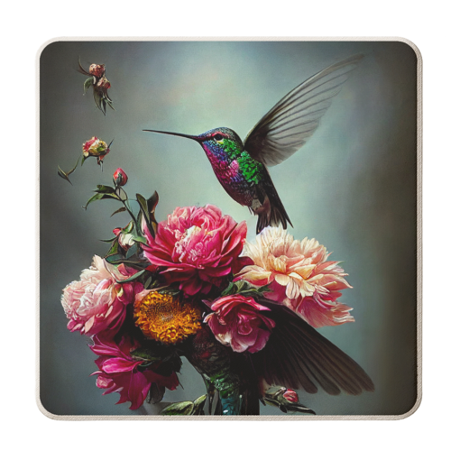 Floral Hummingbird - personalised beer coaster by haris kavalla