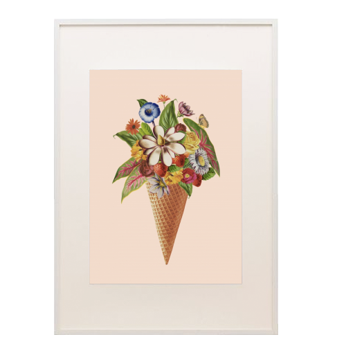 Floral Ice Cream (Salmon) - framed poster print by Frida Floral Studio