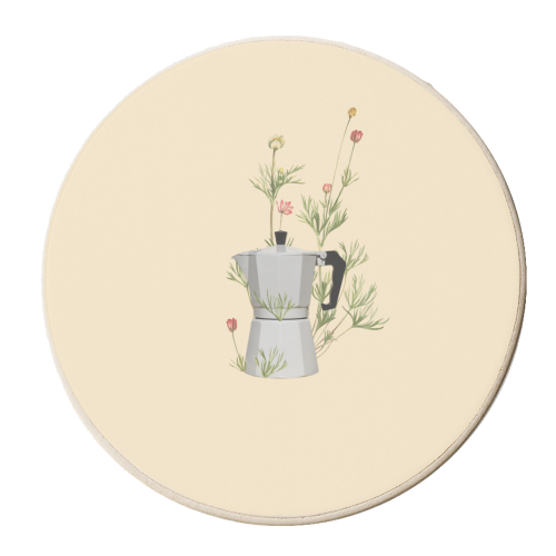 Floral moka express coffee - personalised beer coaster by Frida Floral Studio