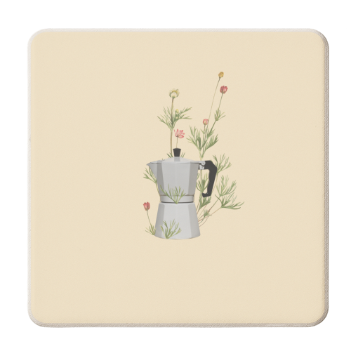 Floral moka express coffee - personalised beer coaster by Frida Floral Studio