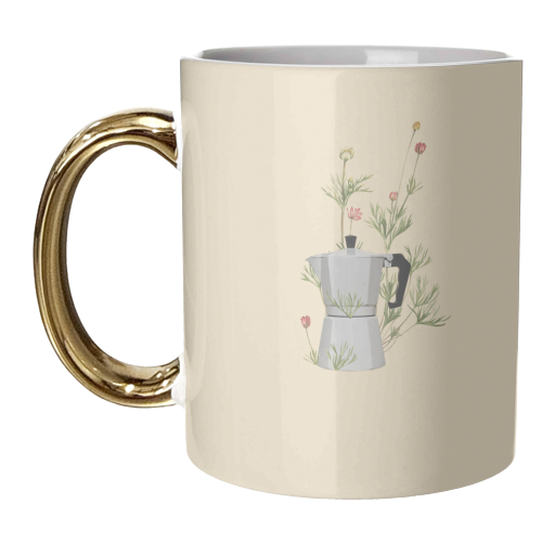 Floral moka express coffee - unique mug by Frida Floral Studio