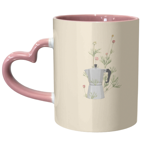 Floral moka express coffee - unique mug by Frida Floral Studio