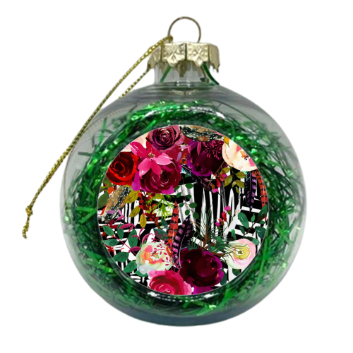 Floral On Zebra - xmas bauble by Kirsten Star