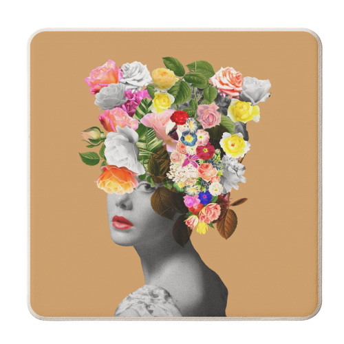 Floral portrait - personalised beer coaster by Frida Floral Studio
