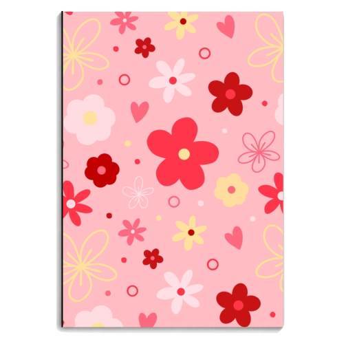 Floral print pink pattern - personalised A4, A5, A6 notebook by The Girl Next Draw