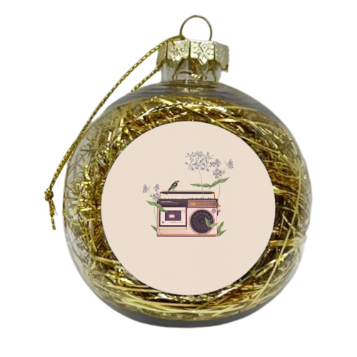 Floral radio collage - xmas bauble by Frida Floral Studio