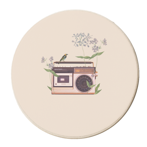 Floral radio collage - personalised beer coaster by Frida Floral Studio