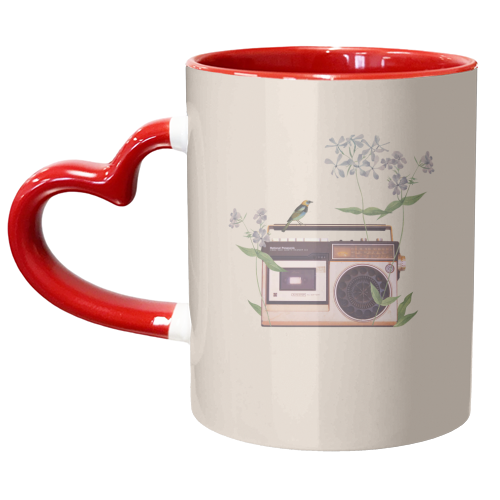 Floral radio collage - unique mug by Frida Floral Studio