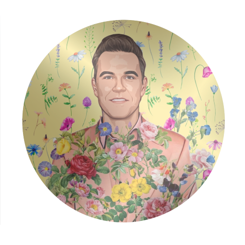 Floral Robbie - Circle Sticker by DOLLY WOLFE
