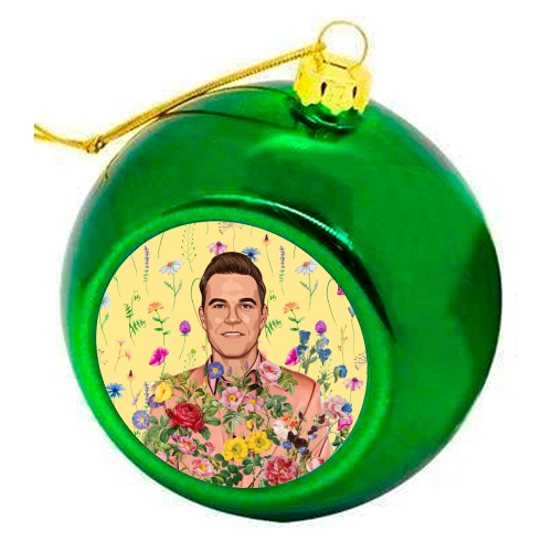 Floral Robbie - colourful christmas bauble by DOLLY WOLFE