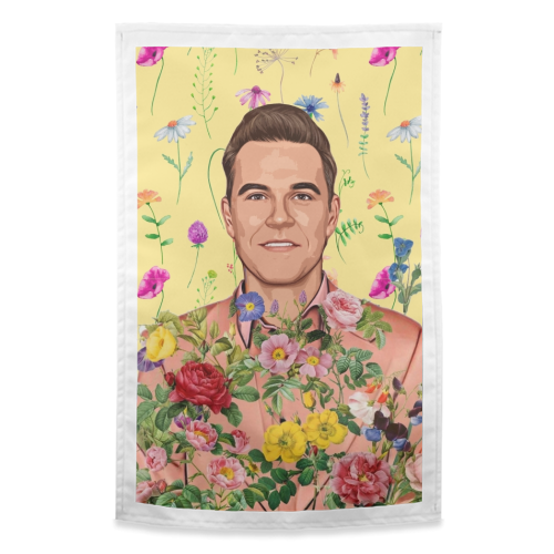 Floral Robbie - funny tea towel by DOLLY WOLFE